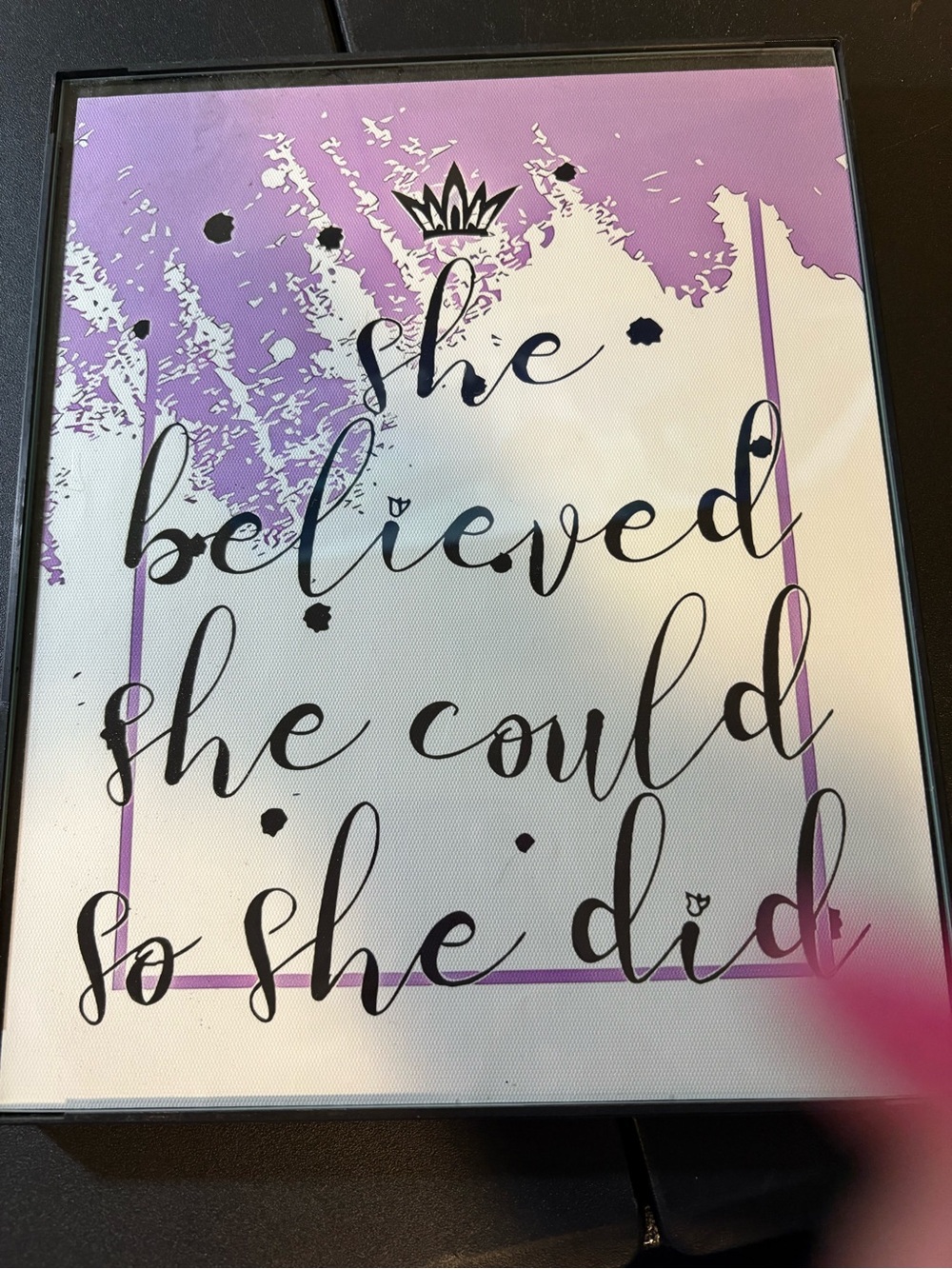 Inspirational 'She Believed She Could' Wall Art - Purple and Black